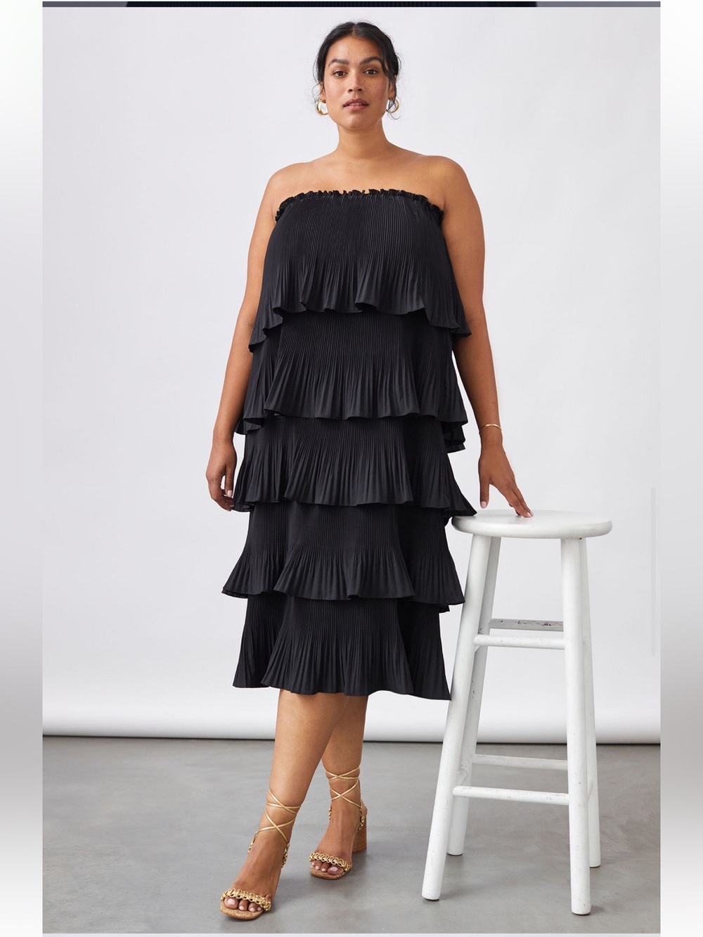 NWT Anthropologie size L midi dress in black